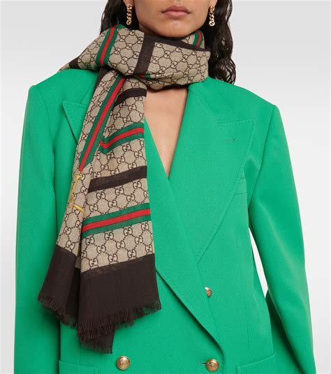 gucci gg wool and silk scarf|Gucci silk scarves for women.